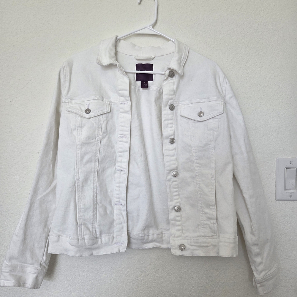 Gloria Vanderbilt Classic White Denim Jean Jacket Size M